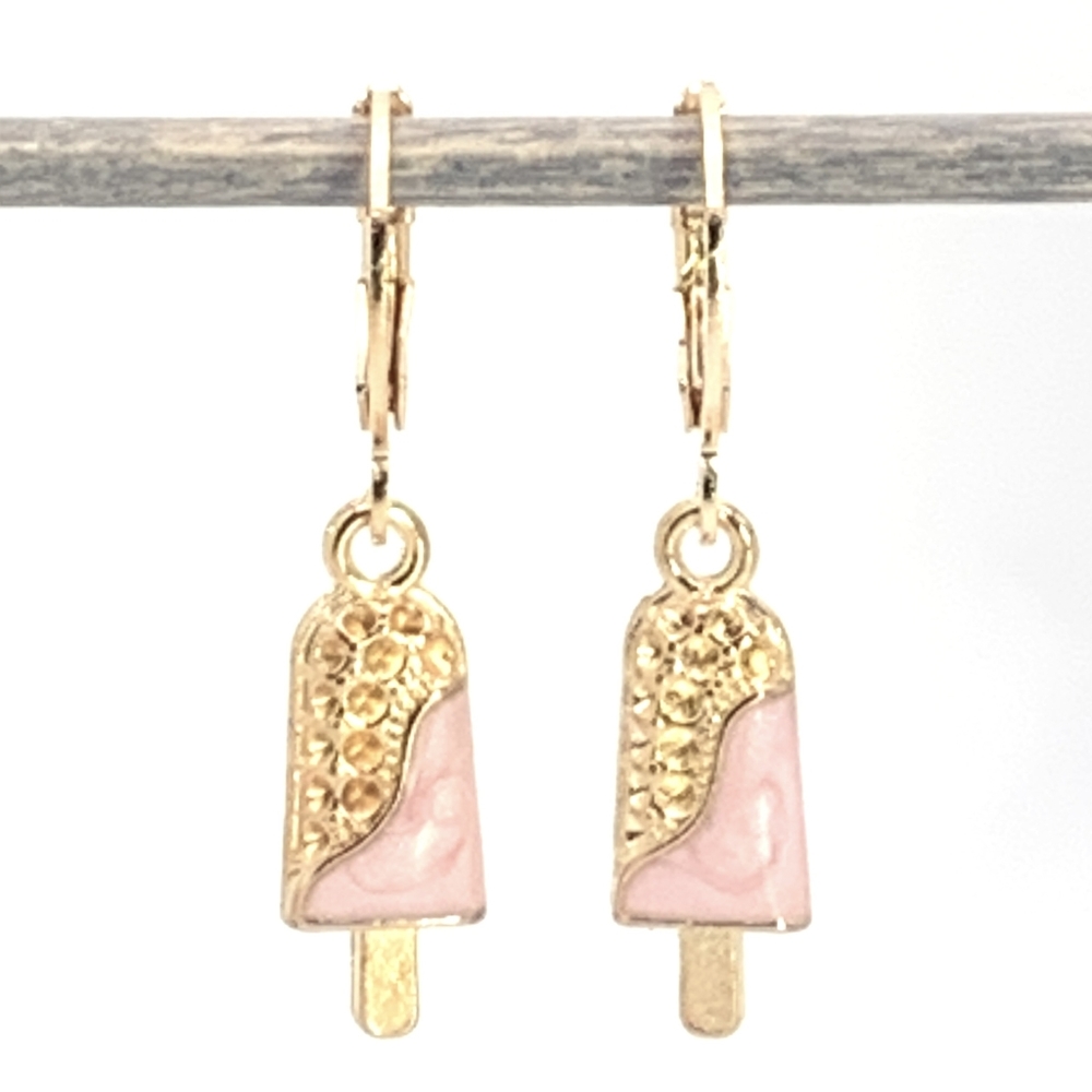 COPY - Pink and Gold Creamsicle Charm Earrings